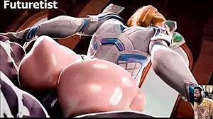 Kiriko deepthroats cock while Emma Frost gets anal fucked.