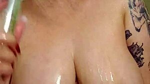Big Boobs At Shower Bathing Natural Tits