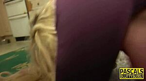 belted woman in bondage gets restrained