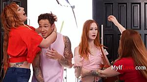 Stepsiblings Teasing Ginger Milfs Summer And Lauren In Curvy 4some