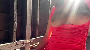 Artemisia Love Bounces Big Tits Outdoors