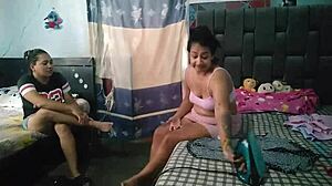 Latina ebony woman surprises with ass licking and fucking after laundry