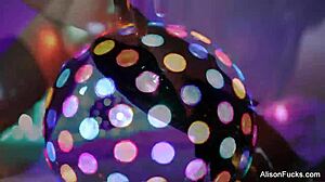 Tall brunette Alison Tyler with big tits masturbating nude.