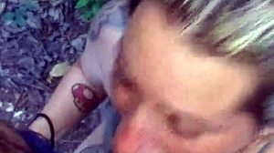 Blonde deepthroats in public woods