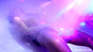 Tall brunette Alison Tyler with big tits masturbating nude.