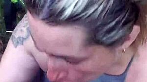 Blonde deepthroats in public woods