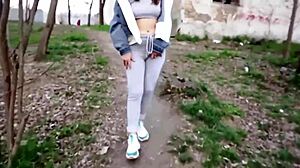 My step sister teases in public, leading to a risky outdoor blowjob and sex until strangers catch us