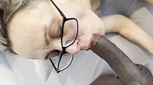 Mature Rita in POV scene with black actor and cumshot