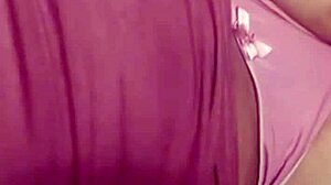 Hot blonde amateur shows off tattooed tits in panties at home