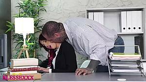 Incredible fuck with tattooed office secretary in amateur porn!