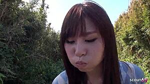 Petite Asian Step-Daughter with Floppy Tits Seduces Step-Dad for Outdoor Creampie