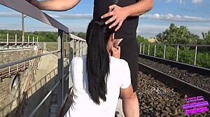 Fucking on train almost caught!