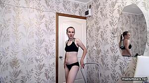 Masturbating After My Workout With Acrobatic Fingering In Panties And Lingerie As A Blonde Athletic Gymnast Amateur.