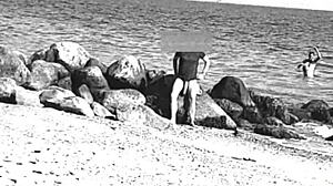 Huge cock nude beach voyeur with 10 inch monster