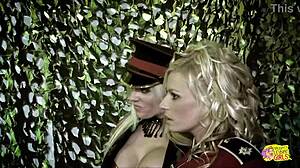 Three Girls In Retro Uniforms Play With Stud