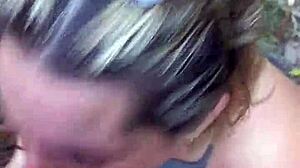 Blonde deepthroats in public woods