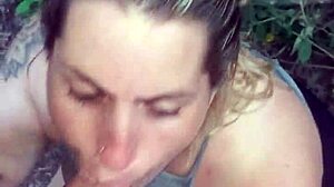 Blonde deepthroats in public woods