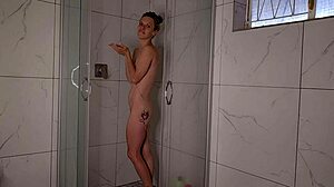 Amateur Milf Cums Hard Masturbating in Wet Shower