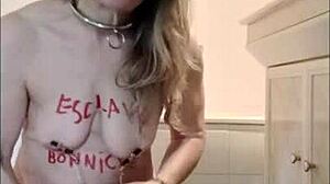 French Housewife Bound and Spanked with Dildo in Master's Office Degradation