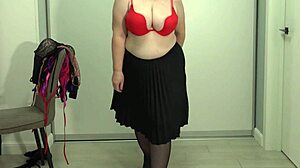 Mature Teacher's Big Boobs Pop Out While Choosing Bra