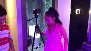 Latina in Fake Casting Cumshot