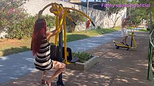 Wife shows ass in crowded park!