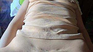 Damn! Huge load spills inside stepsister's panties while I rub my cock!