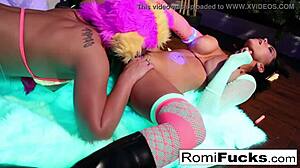 Romi Rain & Dani In Lesbian Black-Light Fun!