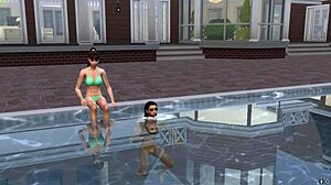 muscle guy fucking hard by the pool with his big cock