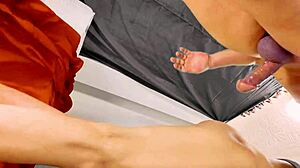 My step sister cleans up after our girlfriend's session.