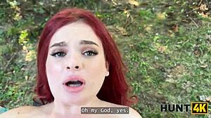 hunt4k slutty redhead miss olivia used her natural tits and perfect body to seduce a producer in public