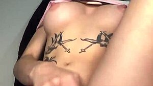 this young girl is masturbating alone exploring her body with anal touches