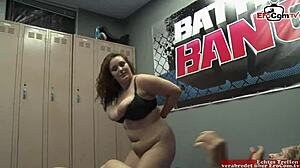 Chubby Brunette Slut with Big Tits Fucks Fighter in Dirty British European Encounter