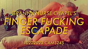 Fat milf granny nurse in costume fingering and kissing in hospital escapade with cum