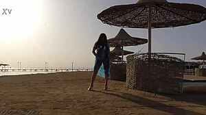 Blonde Stunner Goes Pantyless on Public Beach Showing Off Tight Ass