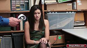 Shoplifter Babe Caught in Office and Taken Hard by Officer in Rough Missionary