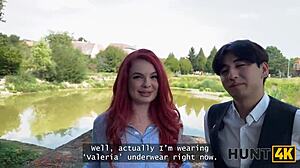 hunt4k slutty redhead miss olivia used her natural tits and perfect body to seduce a producer in public