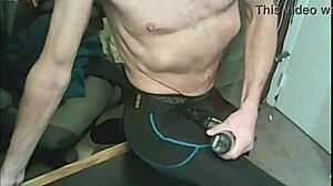 i stretch my skinny ass in leggings while bound with massage gun