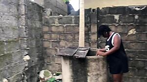 My boyfriend loves fucking me by the well!