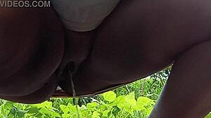 Married woman peeing on the street!