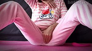 Petite Teen Squirts Cum in Pajamas!