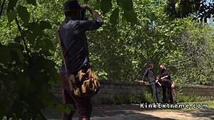 Spanish Hottie Bound and Gangbanged Outdoors