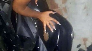 Husband stops motorcycle in alley to assfuck hot wife bareback for creampie