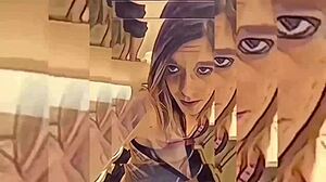 Hot shemale teasing in the bathroom, undressing slowly