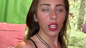 Messy blowjob and gagging session with Pornellia