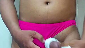 Who is wearing erotic panties and masturbating?