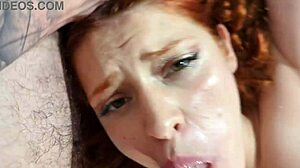 redhead's wild deepthroat blowjob surprises with hawk tuah twist