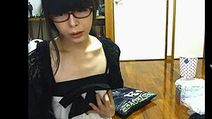 Japanese shemale engages in detailed masturbation session