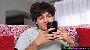 Pervert Step Mommy Dumps Husband On Sofa For Kinky Fun