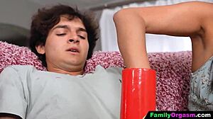 Pervert Step Mommy Dumps Husband On Sofa For Kinky Fun